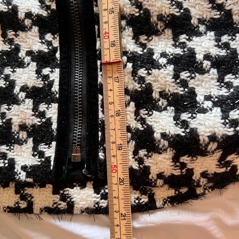 NWT Anthropologie Houndstooth Skirt - Tweed, Zipper Front, A-Line, Plus Size 26W